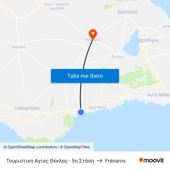 Τουριστικη Αγίας Θέκλας - 5η Στάση to Frénaros map