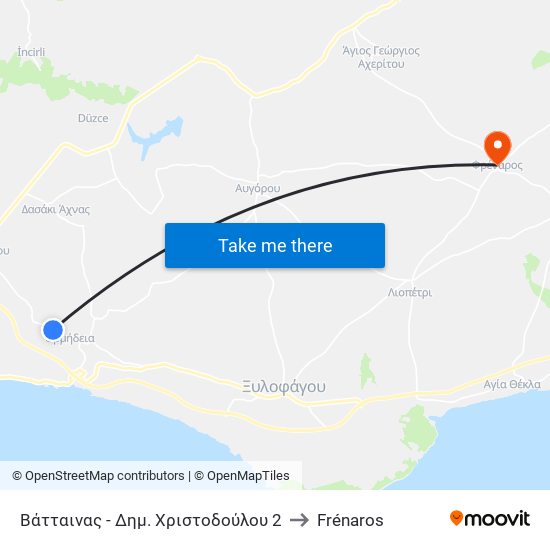 Βάτταινας - Δημ. Χριστοδούλου 2 to Frénaros map