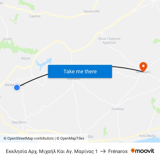 Εκκλησία Αρχ. Μιχαήλ Και Αγ. Μαρίνας 1 to Frénaros map