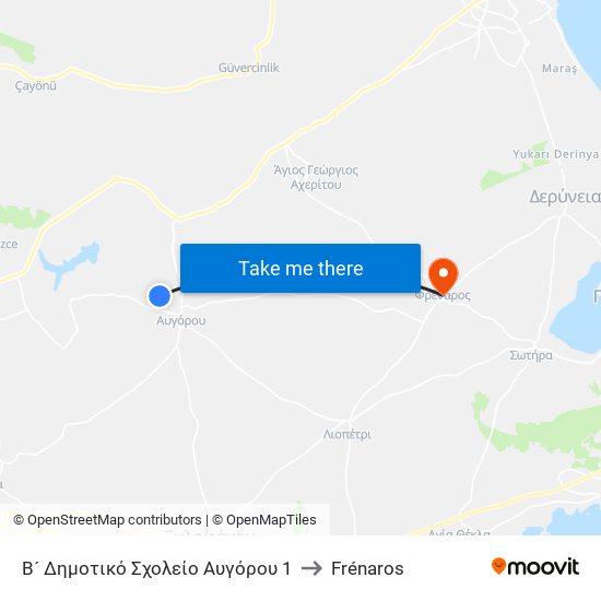 Β´ Δημοτικό Σχολείο Αυγόρου 1 to Frénaros map