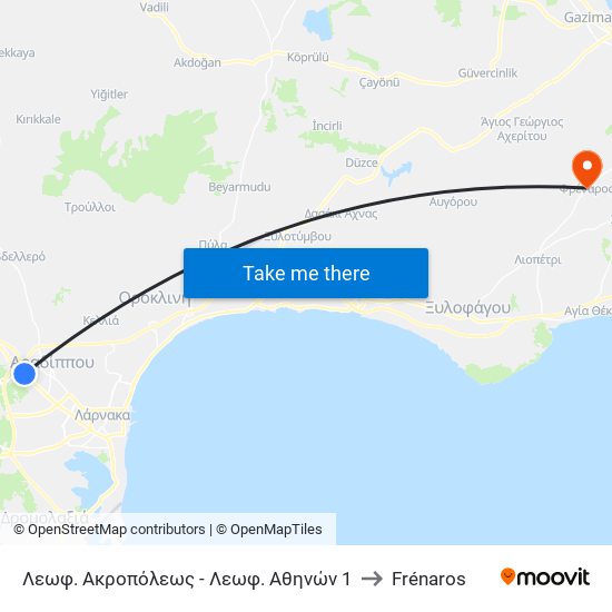 Λεωφ. Ακροπόλεως - Λεωφ. Αθηνών 1 to Frénaros map