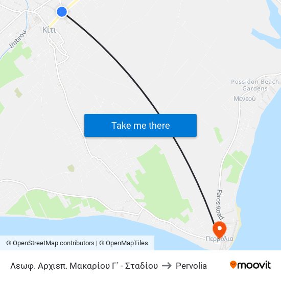 Λεωφ. Αρχιεπ. Μακαρίου Γ΄ - Σταδίου to Pervolia map