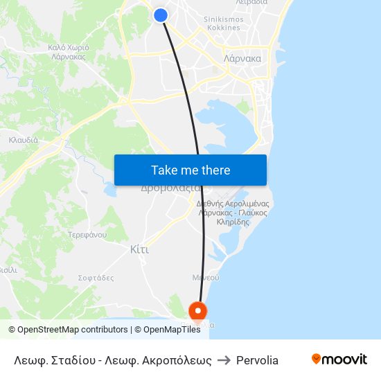 Λεωφ. Σταδίου - Λεωφ. Ακροπόλεως to Pervolia map