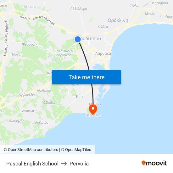 Pascal English School to Pervolia map