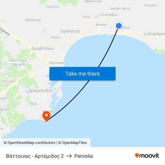Βάτταινας - Αρτέμιδος 2 to Pervolia map