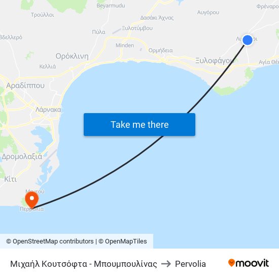Μιχαήλ Κουτσόφτα - Μπουμπουλίνας to Pervolia map