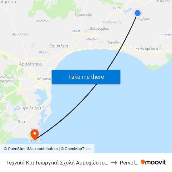 Τεχνική Και Γεωργική Σχολή Αμμοχώστου 2 to Pervolia map