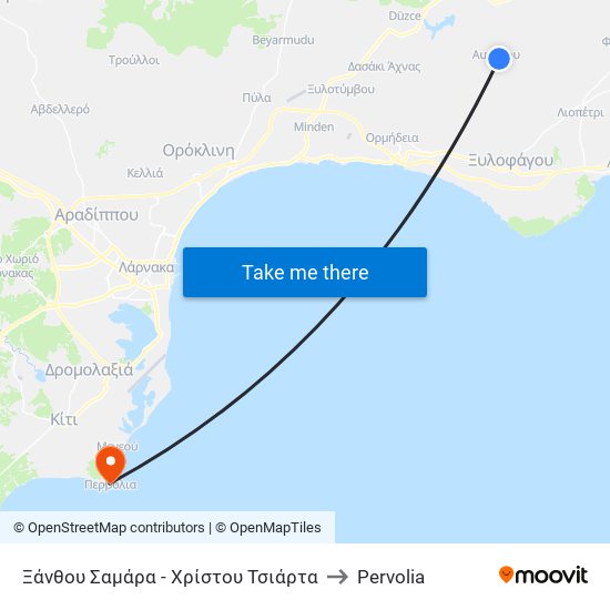 Ξάνθου Σαμάρα - Χρίστου Τσιάρτα to Pervolia map
