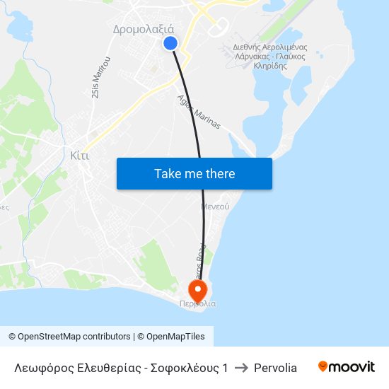 Λεωφόρος Ελευθερίας - Σοφοκλέους 1 to Pervolia map