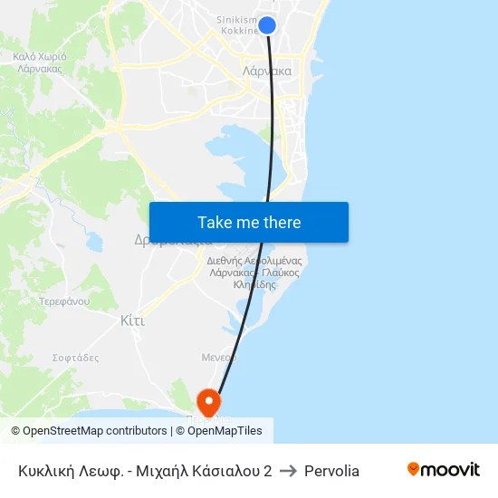 Κυκλική Λεωφ. - Μιχαήλ Κάσιαλου 2 to Pervolia map