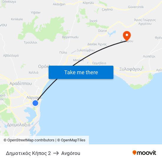 Δημοτικός Κήπος 2 to Avgórou map