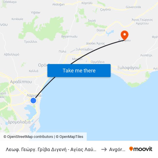Λεωφ. Γεώργ. Γρίβα Διγενή - Αγίας Λαύρας to Avgórou map