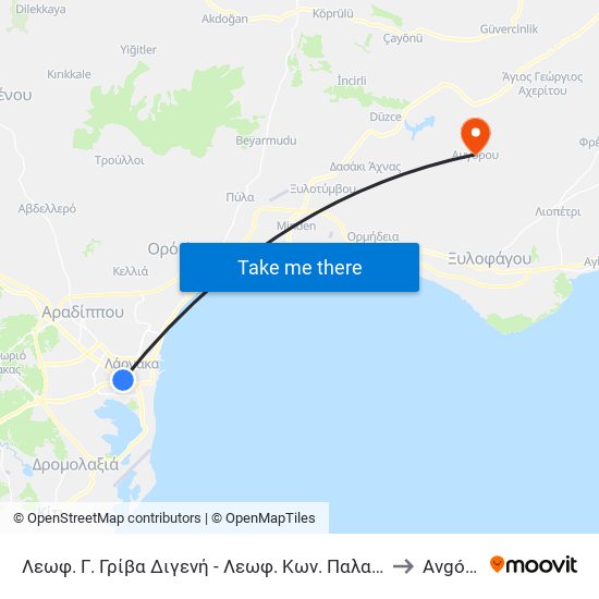 Λεωφ. Γ. Γρίβα Διγενή - Λεωφ. Κων. Παλαιολόγου 2 to Avgórou map