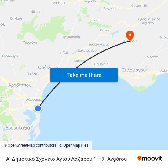 Α' Δημοτικό Σχολείο Αγίου Λαζάρου 1 to Avgórou map