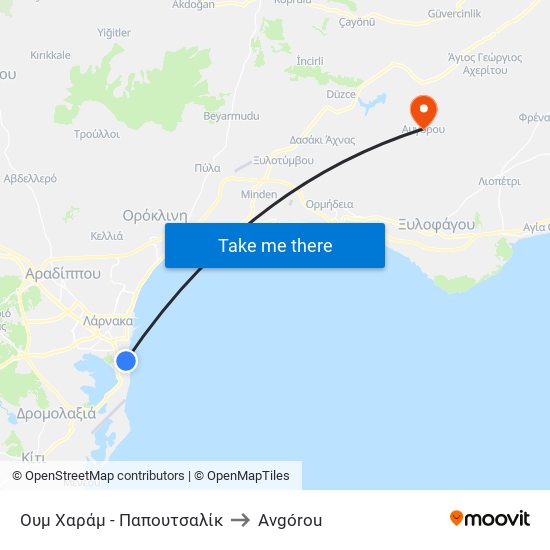 Ουμ Χαράμ -  Παπουτσαλίκ to Avgórou map