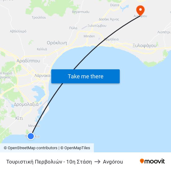 Τουριστική Περβολιών - 10η Στάση to Avgórou map