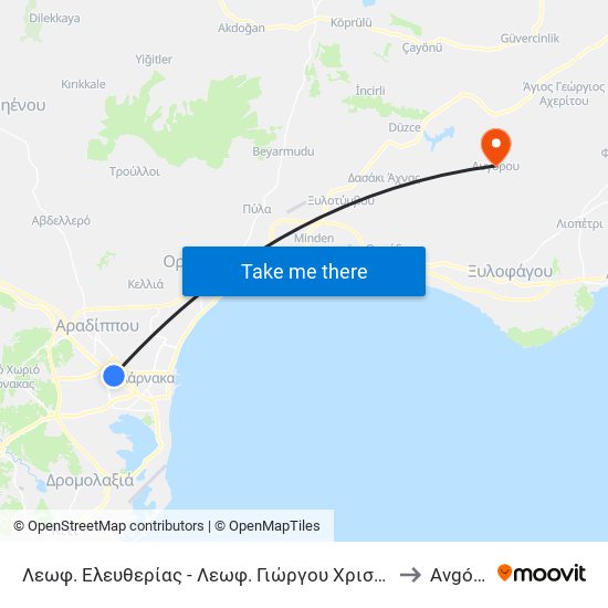 Λεωφ. Ελευθερίας - Λεωφ. Γιώργου Χριστοδουλίδη to Avgórou map