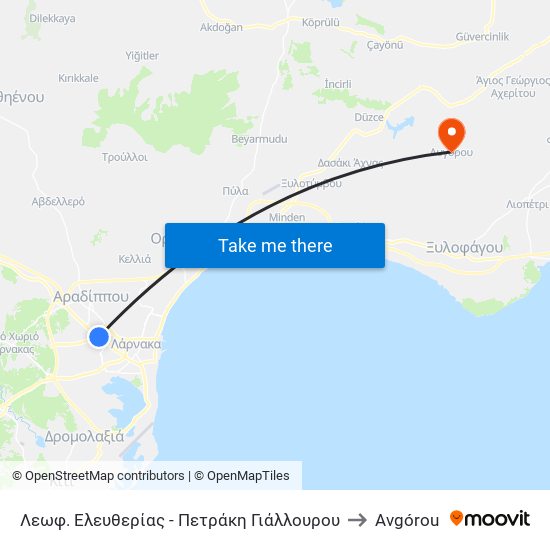 Λεωφ. Ελευθερίας - Πετράκη Γιάλλουρου to Avgórou map