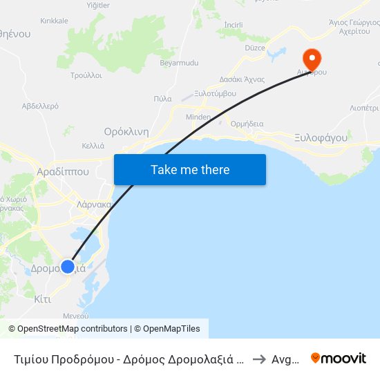 Τιμίου Προδρόμου - Δρόμος Δρομολαξιά - Αεροδρόμιο 2 to Avgórou map