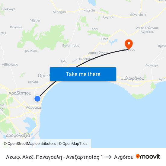 Λεωφ. Αλεξ. Παναγούλη - Ανεξαρτησίας 1 to Avgórou map