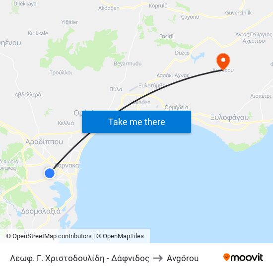 Λεωφ. Γ. Χριστοδουλίδη - Δάφνιδος to Avgórou map