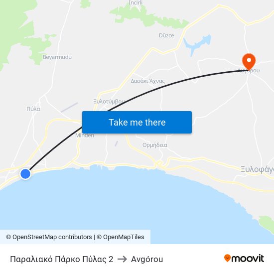 Παραλιακό Πάρκο Πύλας 2 to Avgórou map