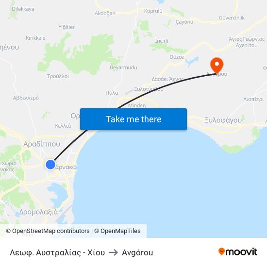 Λεωφ. Αυστραλίας - Χίου to Avgórou map