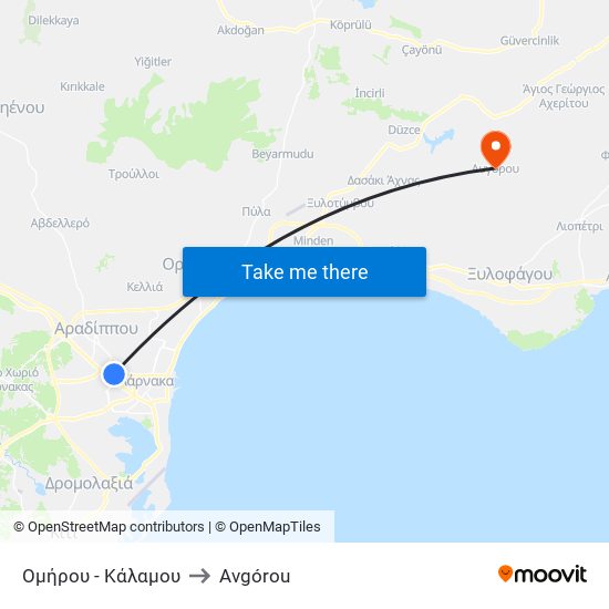Ομήρου - Κάλαμου to Avgórou map