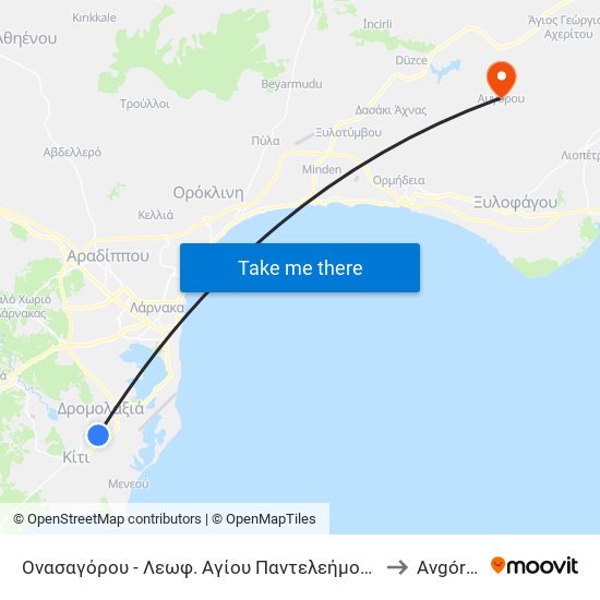 Ονασαγόρου - Λεωφ. Αγίου Παντελεήμονος 1 to Avgórou map