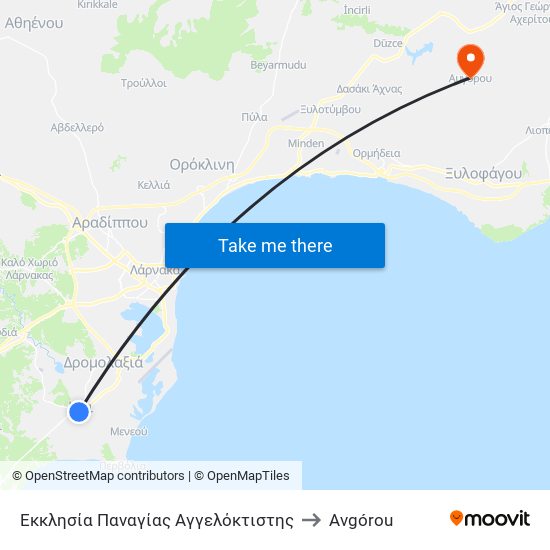 Εκκλησία Παναγίας Αγγελόκτιστης to Avgórou map