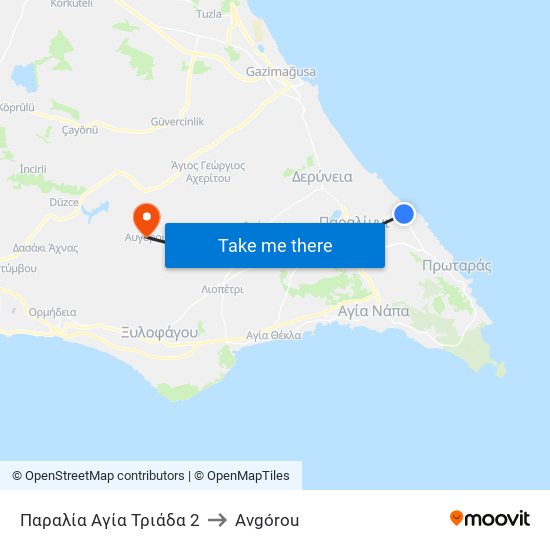 Παραλία Αγία Τριάδα 2 to Avgórou map