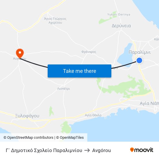 Γ´ Δημοτικό Σχολείο Παραλιμνίου to Avgórou map