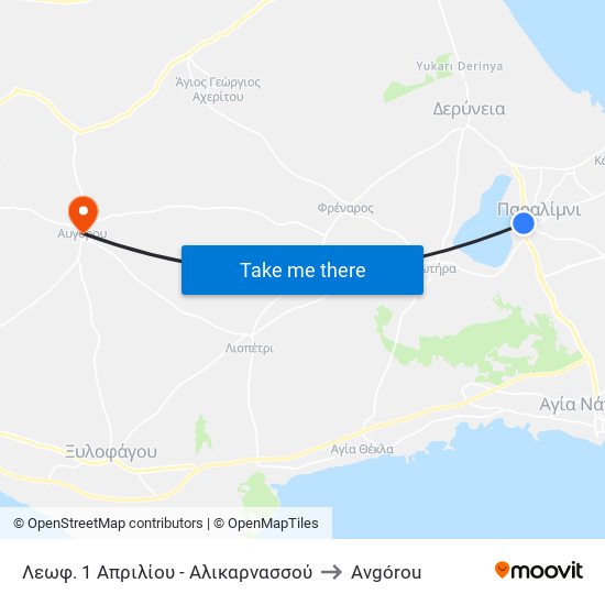 Λεωφ. 1 Απριλίου - Αλικαρνασσού to Avgórou map