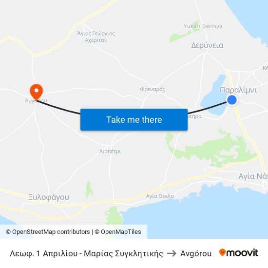 Λεωφ. 1 Απριλίου - Μαρίας Συγκλητικής to Avgórou map