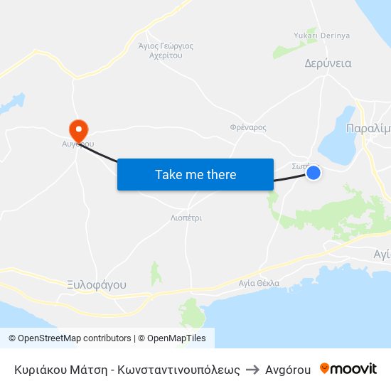 Κυριάκου Μάτση - Κωνσταντινουπόλεως to Avgórou map