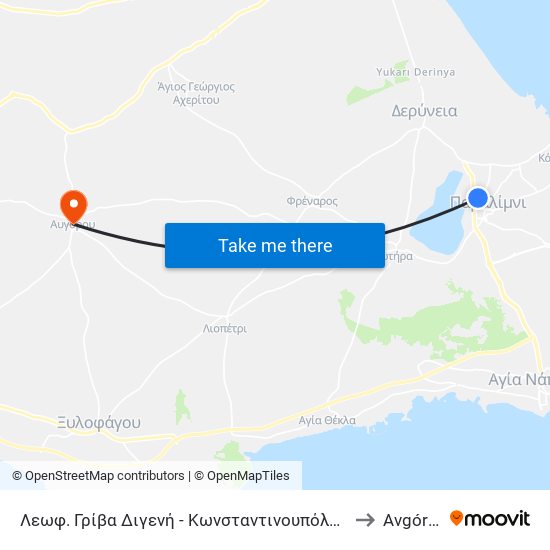 Λεωφ. Γρίβα Διγενή - Κωνσταντινουπόλεως 2 to Avgórou map