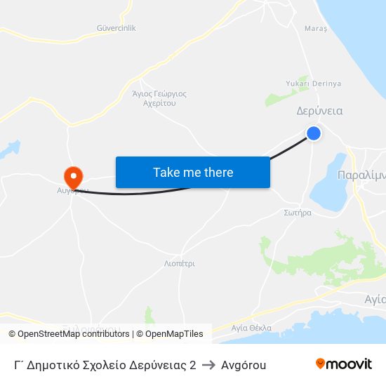 Γ´ Δημοτικό Σχολείο Δερύνειας 2 to Avgórou map