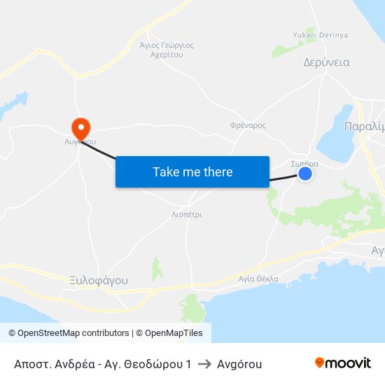 Αποστ. Ανδρέα - Αγ. Θεοδώρου 1 to Avgórou map