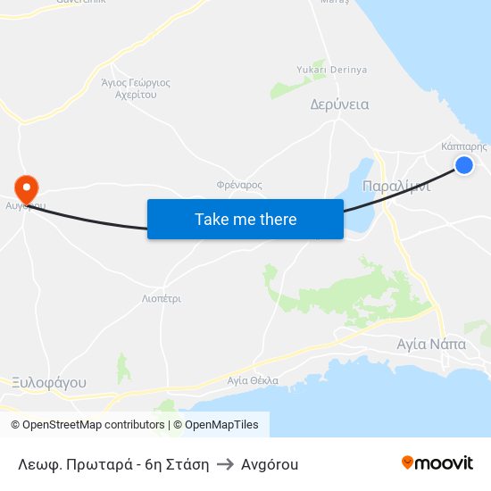 Λεωφ. Πρωταρά - 6η Στάση to Avgórou map