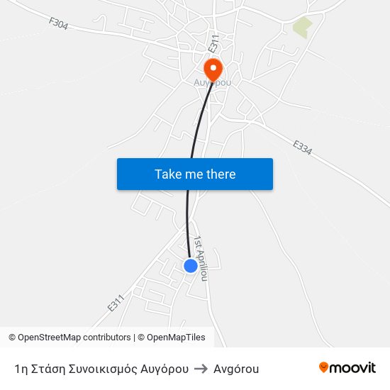 1η Στάση Συνοικισμός Αυγόρου to Avgórou map