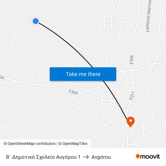 Β´ Δημοτικό Σχολείο Αυγόρου 1 to Avgórou map