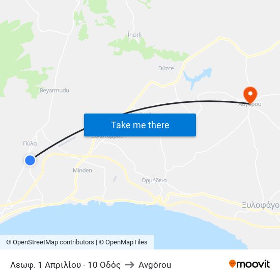 Λεωφ. 1 Απριλίου - 10 Οδός to Avgórou map