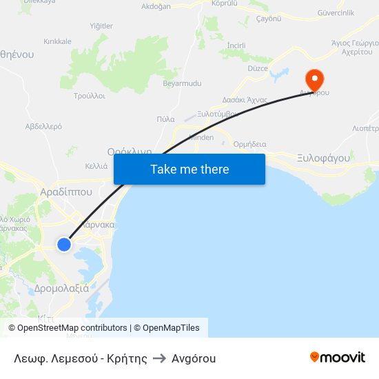 Λεωφ. Λεμεσού - Κρήτης to Avgórou map