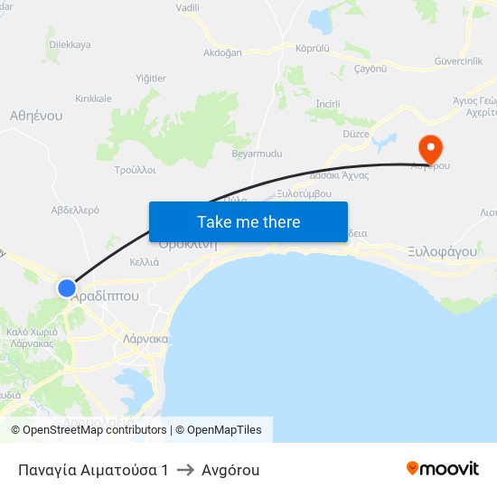 Παναγία Αιματούσα 1 to Avgórou map