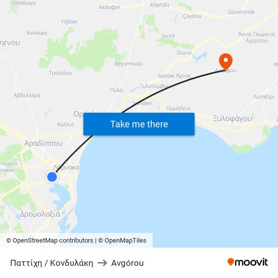 Παττίχη / Κονδυλάκη to Avgórou map