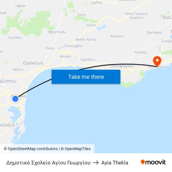 Δημοτικό Σχολείο Αγίου Γεωργίου to Ayia Thekla map