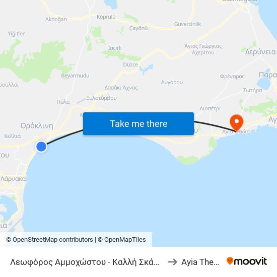 Λεωφόρος Αμμοχώστου - Καλλή Σκάλα 2 to Ayia Thekla map