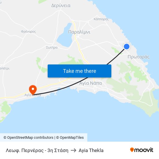 Λεωφ. Περνέρας - 3η Στάση to Ayia Thekla map