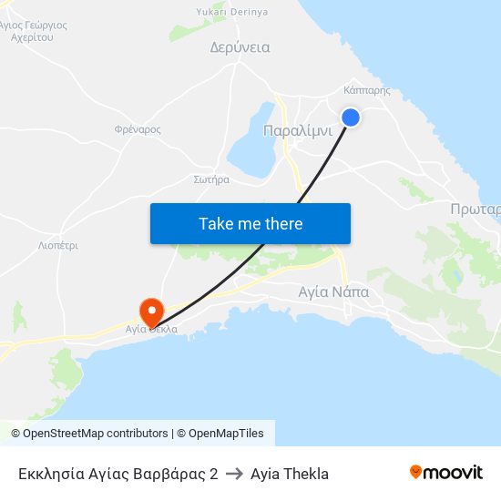 Εκκλησία Αγίας Βαρβάρας 2 to Ayia Thekla map