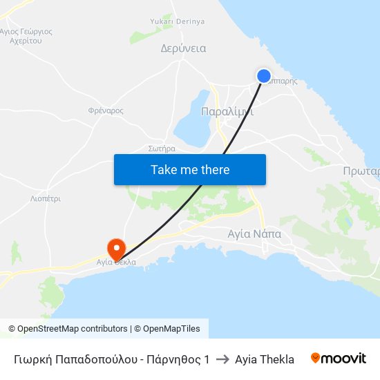 Γιωρκή Παπαδοπούλου - Πάρνηθος 1 to Ayia Thekla map